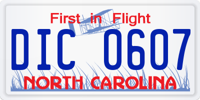 NC license plate DIC0607