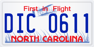 NC license plate DIC0611