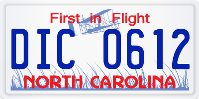 NC license plate DIC0612
