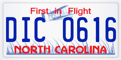 NC license plate DIC0616