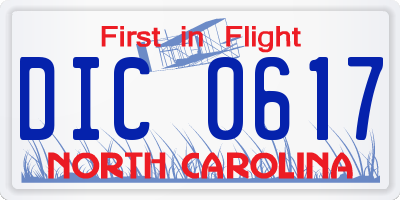 NC license plate DIC0617