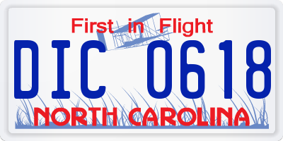 NC license plate DIC0618