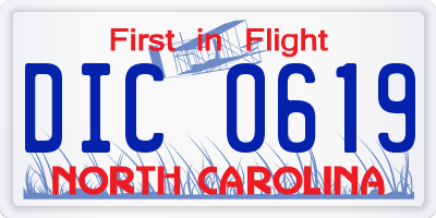 NC license plate DIC0619