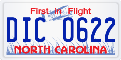 NC license plate DIC0622