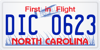 NC license plate DIC0623