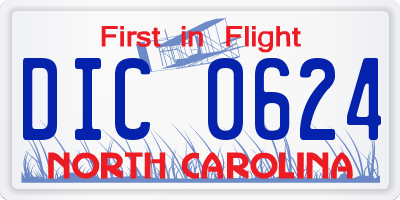 NC license plate DIC0624