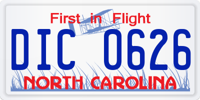 NC license plate DIC0626