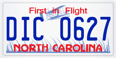 NC license plate DIC0627