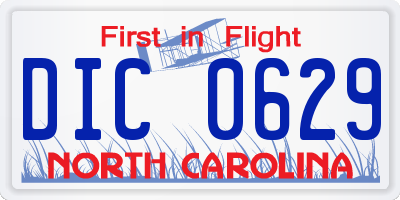 NC license plate DIC0629