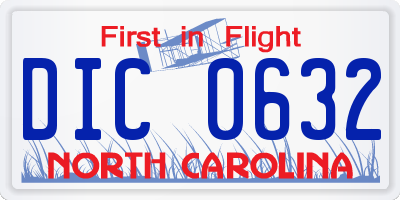NC license plate DIC0632