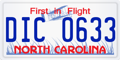 NC license plate DIC0633