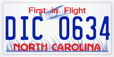 NC license plate DIC0634