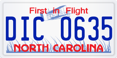 NC license plate DIC0635