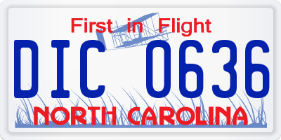 NC license plate DIC0636