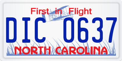 NC license plate DIC0637