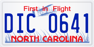 NC license plate DIC0641