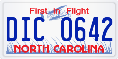 NC license plate DIC0642