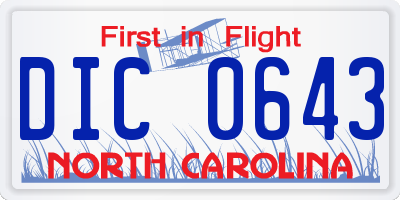 NC license plate DIC0643