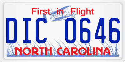 NC license plate DIC0646