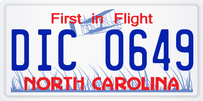NC license plate DIC0649