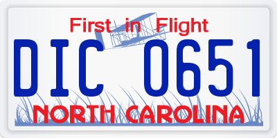NC license plate DIC0651