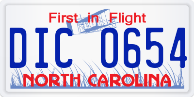 NC license plate DIC0654
