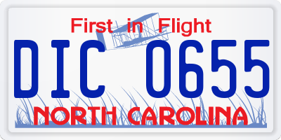 NC license plate DIC0655