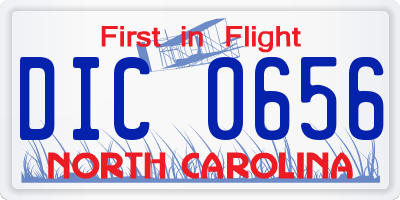 NC license plate DIC0656
