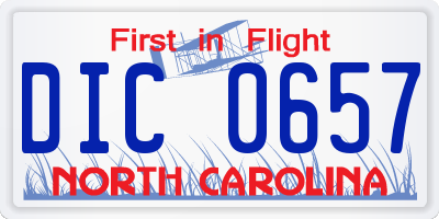 NC license plate DIC0657