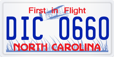 NC license plate DIC0660