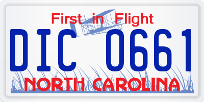 NC license plate DIC0661
