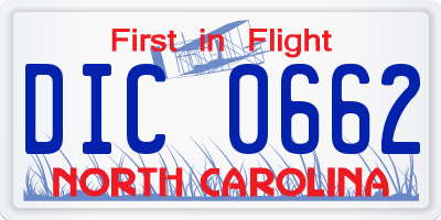 NC license plate DIC0662