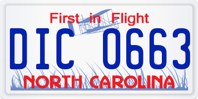 NC license plate DIC0663