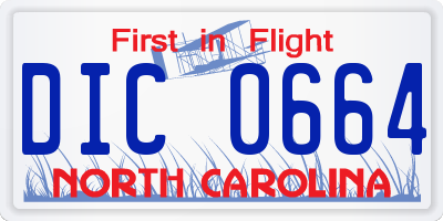 NC license plate DIC0664