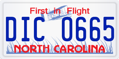 NC license plate DIC0665