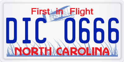 NC license plate DIC0666