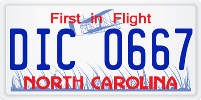 NC license plate DIC0667