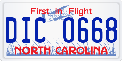 NC license plate DIC0668