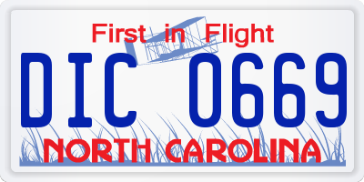 NC license plate DIC0669