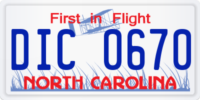 NC license plate DIC0670