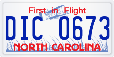 NC license plate DIC0673