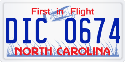NC license plate DIC0674