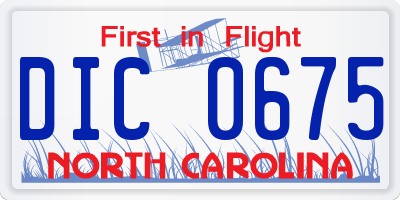NC license plate DIC0675