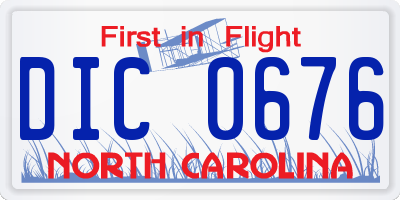 NC license plate DIC0676