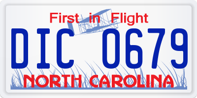 NC license plate DIC0679