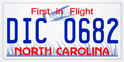 NC license plate DIC0682