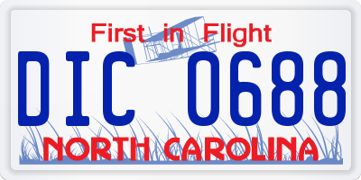NC license plate DIC0688