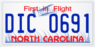 NC license plate DIC0691