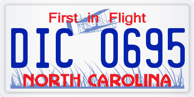 NC license plate DIC0695