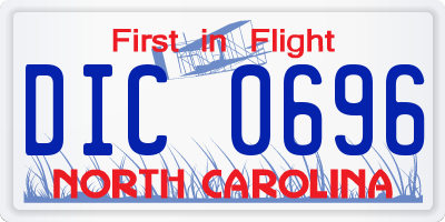 NC license plate DIC0696